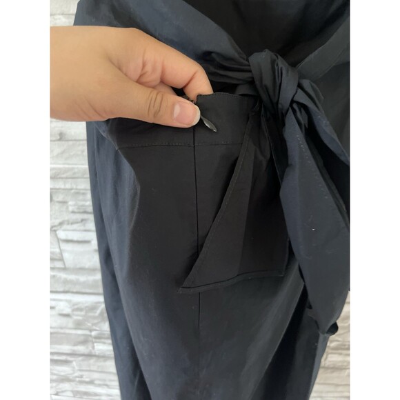 Club Monaco Black Cotton Square Neck Midi Back Slit Dress Sz 8 - Picture 6 of 14